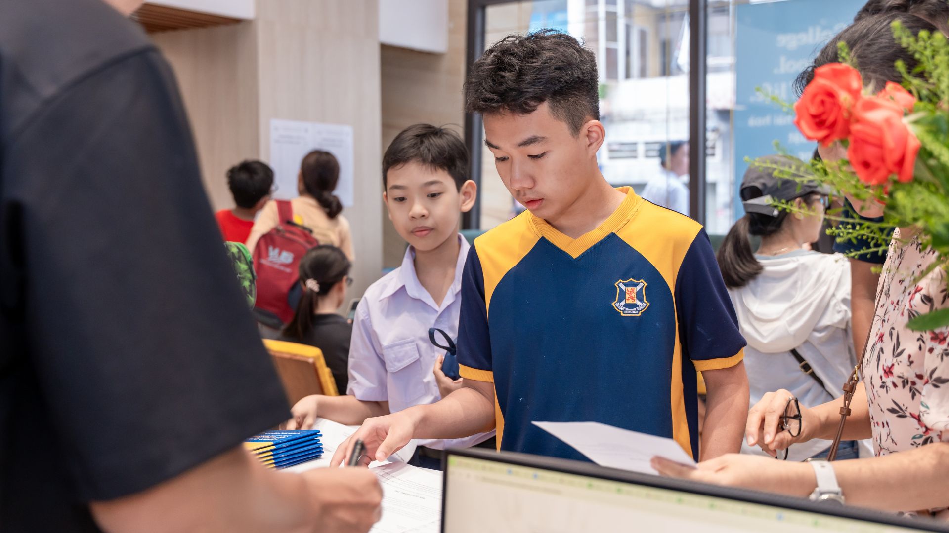 Students arriving to take the Australian Mathematics Competition (AMC) 2024.